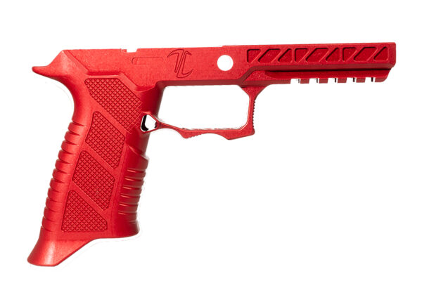 Red gun frame with textured grip