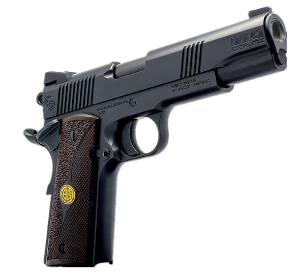 Dickinson LLC DCKSN45BB 1911 Adam 45 ACP 5" Black Steel Barrel, Serrated Aluminum Slide & Steel Frame, Wood Grip