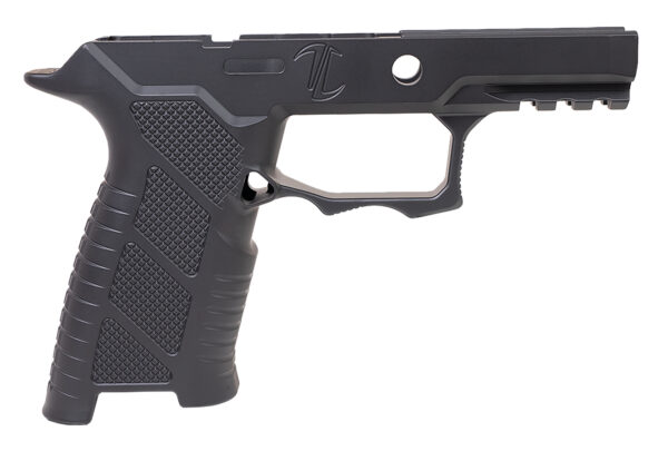 Black pistol frame with textured grip