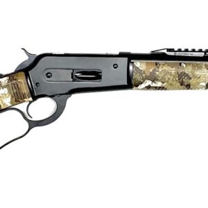 Camouflage hunting rifle isolated on white background.