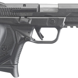 Ruger 8635 American Compact Frame 9mm Luger 17+1 3.55" Stainless Steel Barrel, Black Nitride Serrated Stainless Steel Slide, Black Polymer Frame w/Picatinny Rail, Textured Wraparound Grip, Right Hand