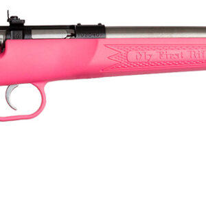 Crickett KSA2221 Youth  22 LR 1rd 16.12" Stainless Steel Barrel, Fixed Front/Adjustable Rear Peep Sights, Pink Synthetic Stock w/11.5" LOP, Rebounding Firing Pin Safety