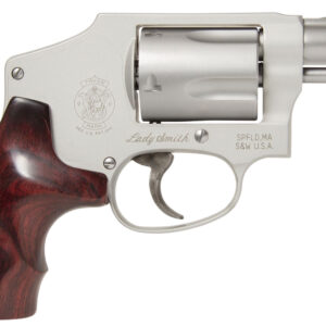 Smith & Wesson 163808 Model 642 Ladysmith 38 S&W Spl +P 5 Shot 1.88" Stainless Steel Barrel/Cylinder, Matte Silver Aluminum Alloy J-Frame, Wood Grip, Snag-free Enclosed Hammer, Internal Lock