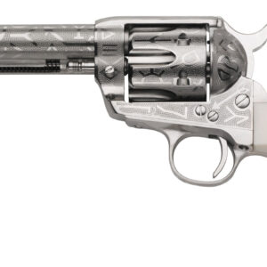 Taylors & Company 200061 1873 Cattle Brand 45 Colt (LC) Caliber with 5.50" Barrel, 6rd Capacity Cylinder, Overall Nickel-Plated Engraved Finish Steel & Ivory Synthetic Grip