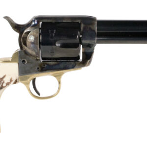 Taylors & Company 200064 1873 Cattle Brand 45 Colt (LC) Caliber with 4.75" Blued Finish Barrel, 6rd Capacity Blued Finish Cylinder, Color Case Hardened Finish Steel Frame & Imitation Stag Grip