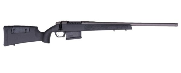 Bolt-action rifle with black stock