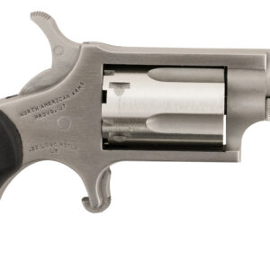 Stainless steel .22 caliber revolver, black grip