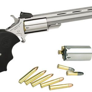 North American Arms MMTC Mini-Master *CA Compliant 22 LR,22 Mag 5rd 4" Overall Stainless Steel with Black Rubber Grip & Adj Sights