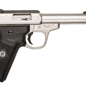 Smith & Wesson 10201 SW22 Victory Full Size Frame 22 LR 10+1, 5.50" Satin Stainless Steel Threaded Barrel, Slide & Frame, Black Textured Grip, Thumb Safety