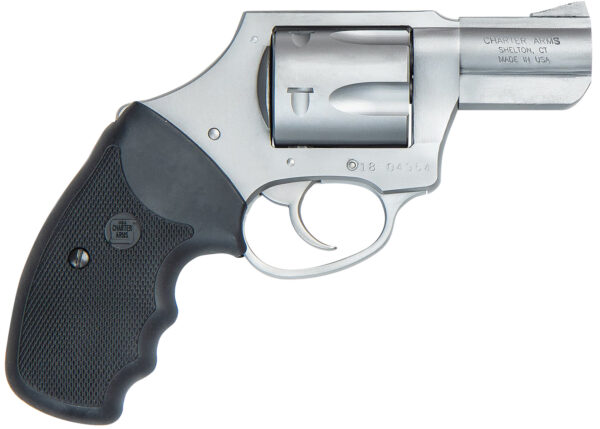 Silver revolver with black grip