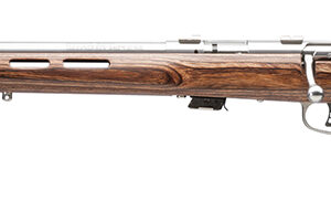 Savage Arms 25795 Mark II BTV 22 LR Caliber with 5+1 Capacity, 21" Barrel, Satin Stainless Metal Finish & Fixed Thumbhole Natural Brown Stock Left Hand (Full Size)