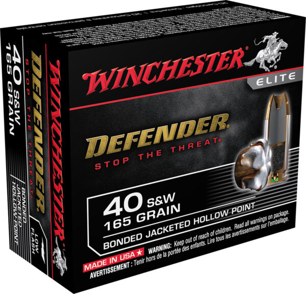 Winchester Ammo S40SWPDB Defender  40S&W 165gr Bonded Jacket Hollow Point 20 Per Box/10 Case