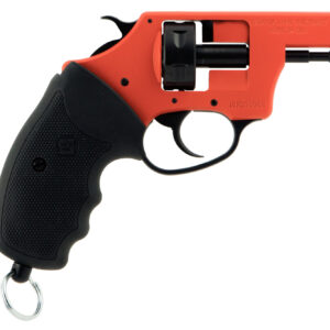 Red training revolver with black grip.