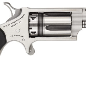 North American Arms 22MTW Wasp 22 WMR 5 Shot 1.63" Vent Rib Barrel, Overall Stainless Steel Finish, Black Pebbled Texture Rubber Grip