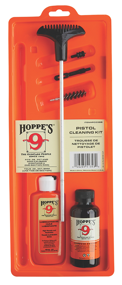 Hoppe's PCO40B Pistol Cleaning Kit 10mm Auto/40 Cal Pistol Nylon Bristles Clamshell Pkg