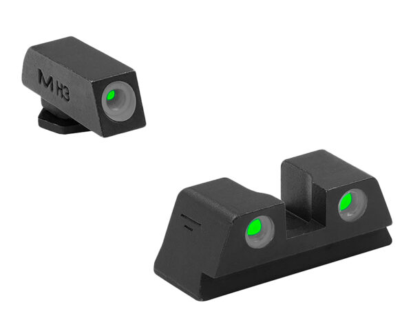 Meprolight USA 102203131 Tru-Dot Adjustable Sights  Green Tritium White Outline Front Sight-Green Tritium White Outline Rear Sight Glock 42