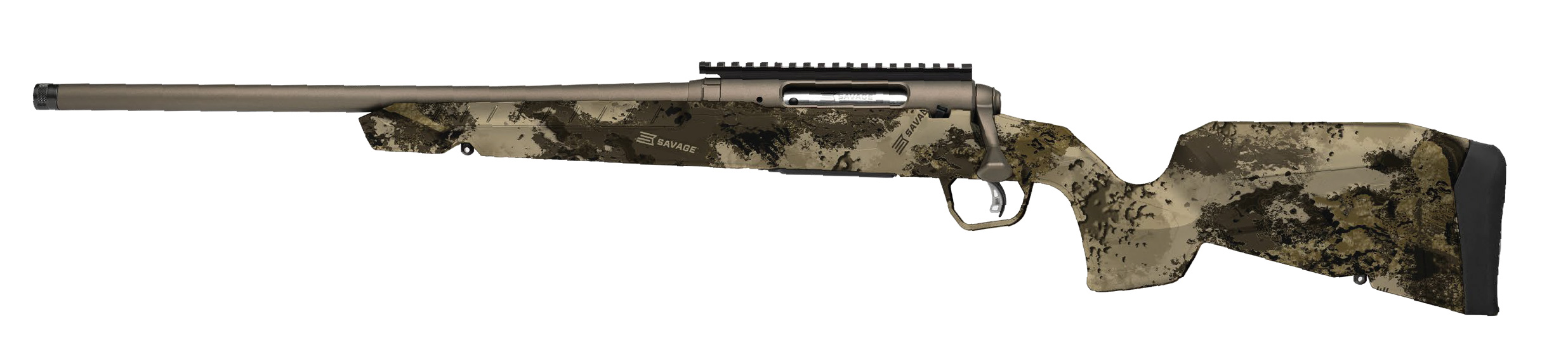 Camouflage hunting rifle with bolt action