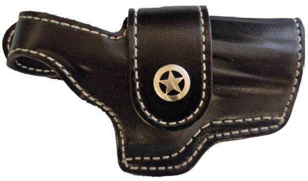Black leather holster with star emblem