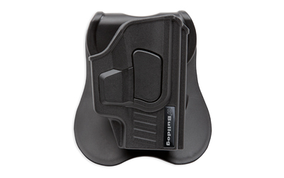 Black pistol holster with belt clip