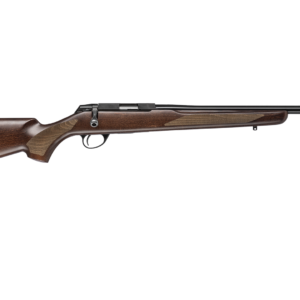 Wooden hunting rifle on a white background.
