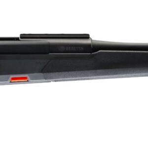 Black hunting rifle on white background.