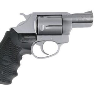 Silver revolver with black grip