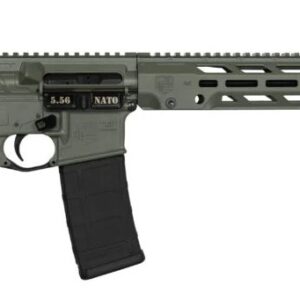 Semi-automatic rifle with green and black design.