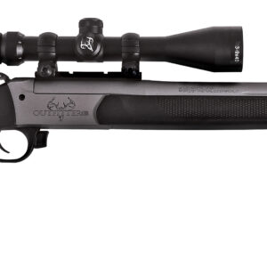 Black bolt-action rifle with scope
