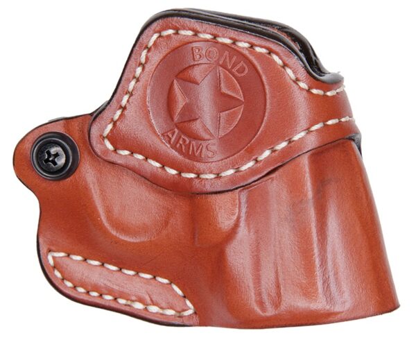 Brown leather holster with Bond Arms logo
