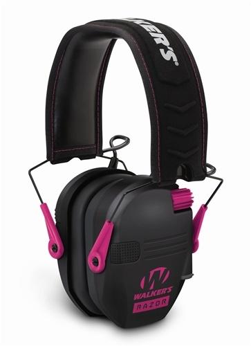 Walker's Game Razor Slim Shooter Folding Ear Muffs-Pink