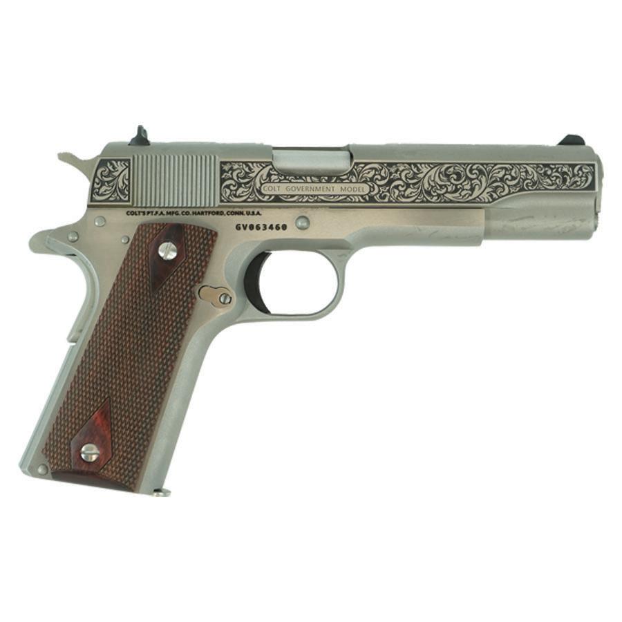 Decorative silver pistol with wood grip