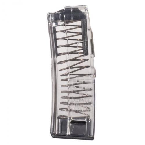 Transparent gun magazine with visible spring mechanism