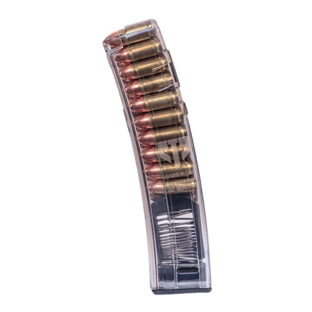 Transparent magazine with bullets displayed inside.