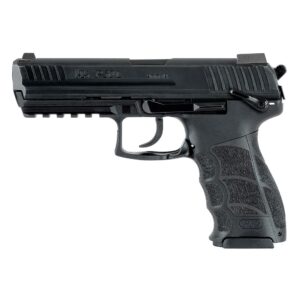 Black handgun isolated on white background