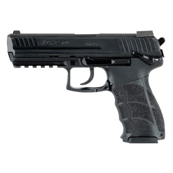 Black handgun isolated on white background