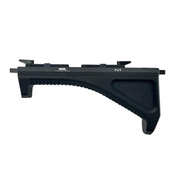 Black tactical foregrip for firearms accessory rail.