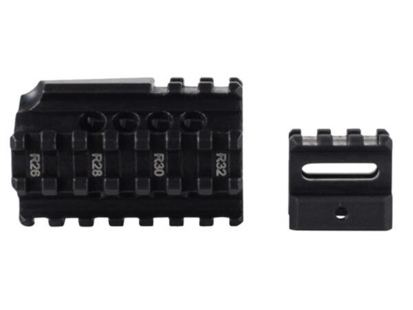 Black Picatinny rail mounting system.