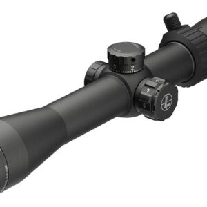 Leupold rifle scope with adjustment knobs.