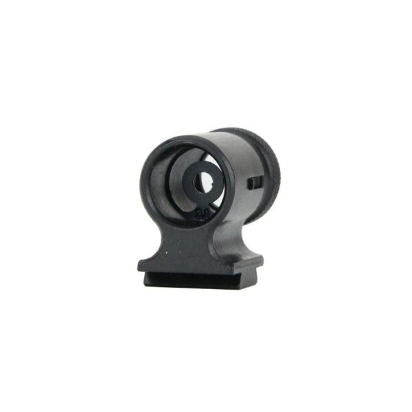 Black tactical rear sight on white background.
