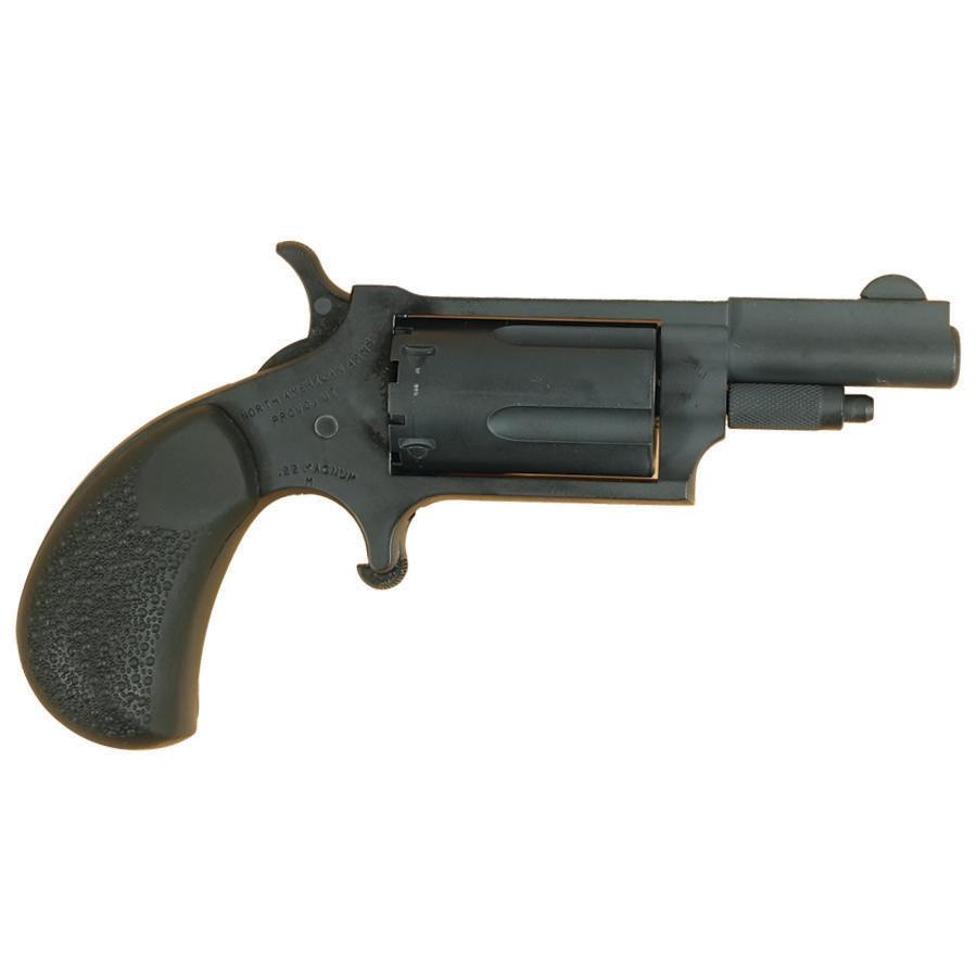 Black revolver handgun on white background.