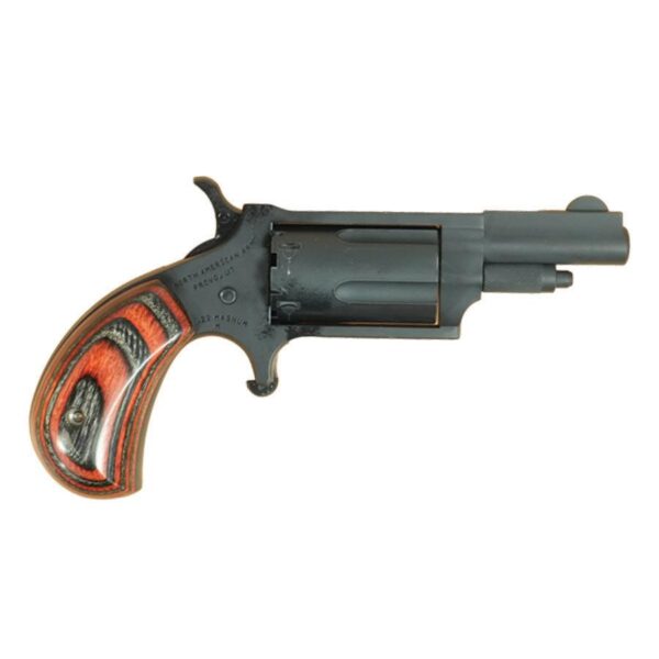 Compact revolver with decorative wooden grip.