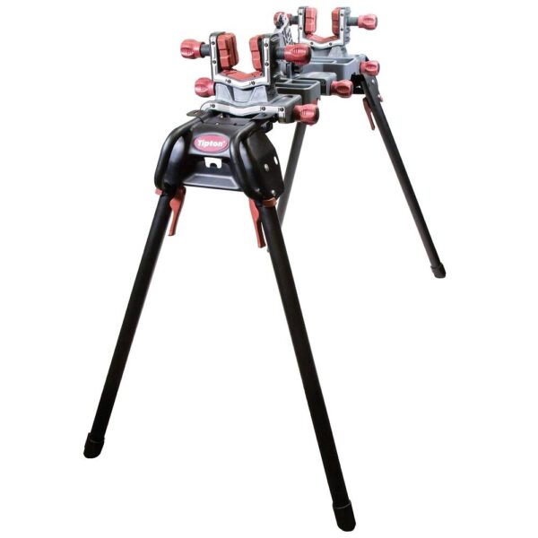 Black and red adjustable shooting rest stand