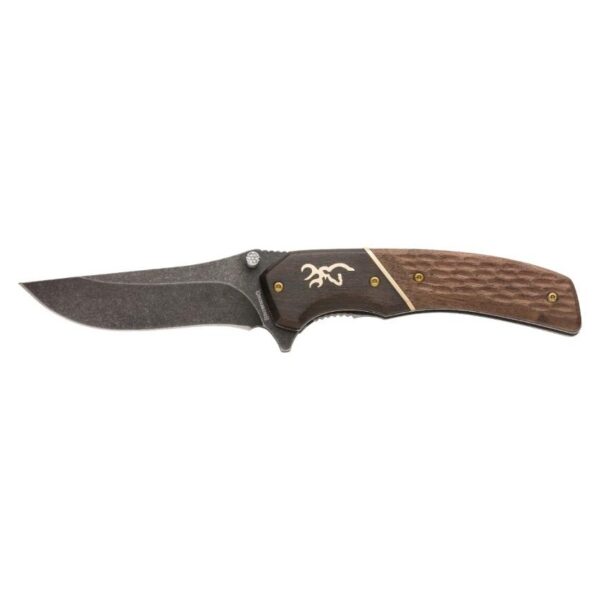 Custom folding knife with wooden handle