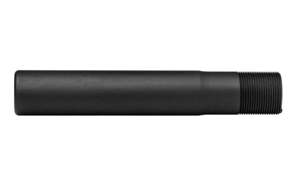 Black metal cylindrical tube with threaded end