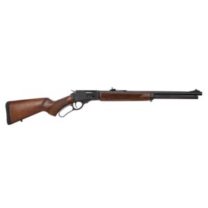 Lever-action rifle with wooden stock and barrel