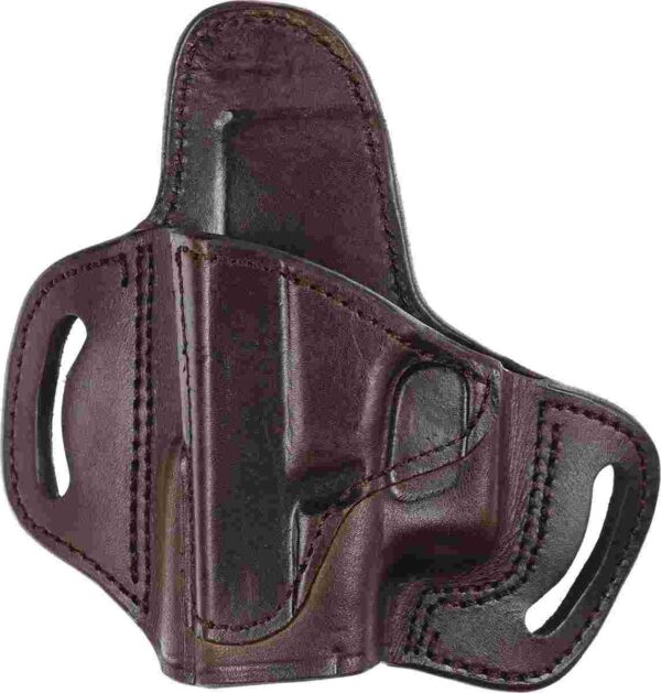 Leather gun holster with belt loops.