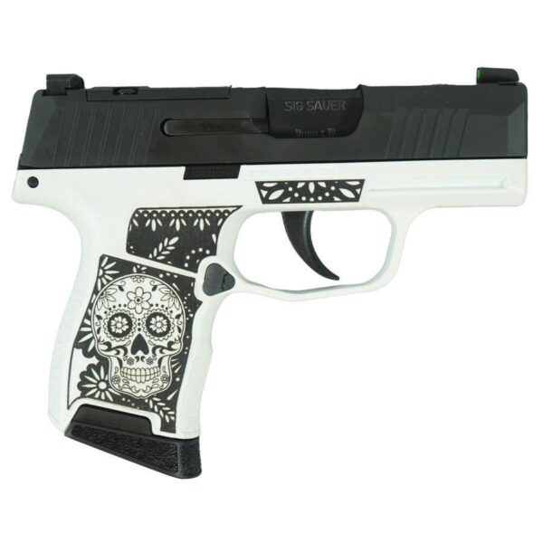 Decorative handgun with skull design on grip