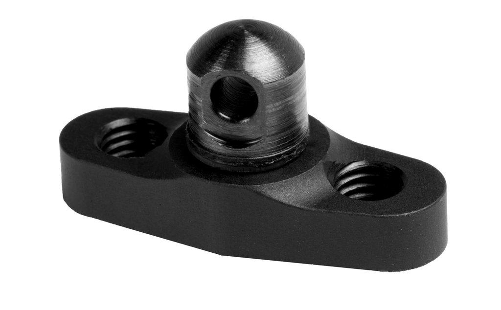 Black industrial bracket with threaded holes