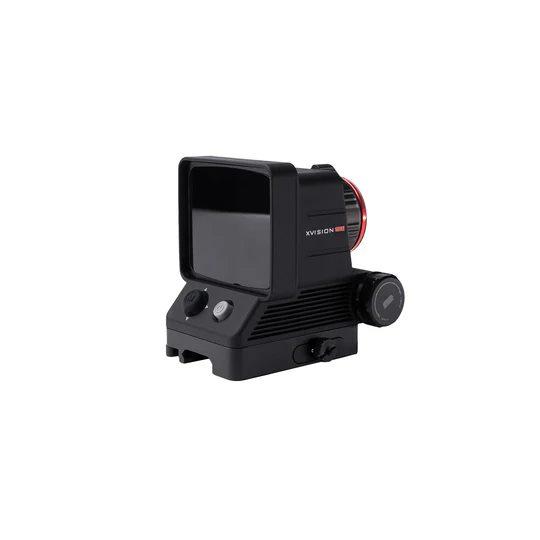 Black electronic device with buttons and lens.