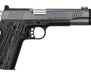 Black and gray handgun on white background